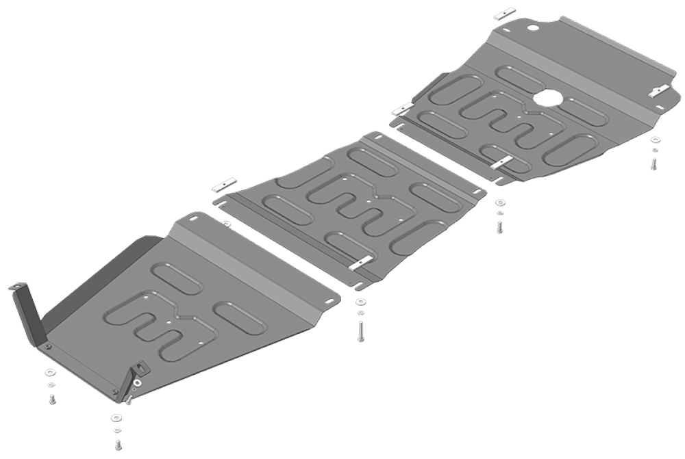 защита Радиатора, картера Двигателя, Переднего дифференциала, КПП, Разд. коробки. 2 мм, Сталь. для Suzuki Grand Vitara 2005-2008, Motodor.72403