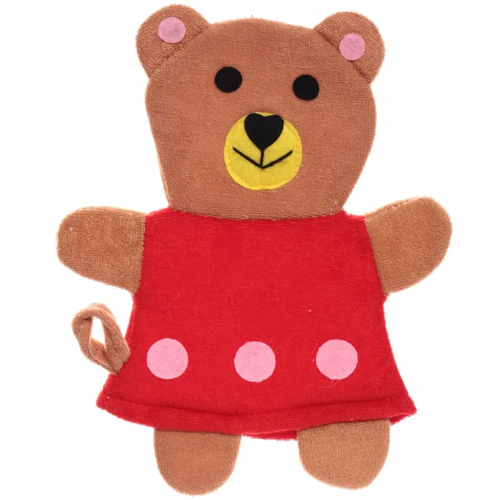 Мочалка-варежка для тела детская «Water Magic - Медведица Джулия», цвет коричневый 23*19 см (ZIP пакет)