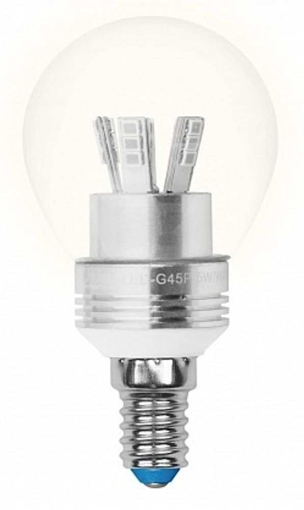 LED-G45P-5W/WW/E14/CL ALC02SL PROMO Лампа светодиодная, в составе набора из 3шт. Форма шар, прозрачная колба. Серия Crystal. Материал корпуса алюмин