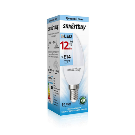 СВЕТОДИОДНАЯ (LED) ЛАМПА SMARTBUY-C37-12W/4000 (SBL-C37-12-40K-E14)