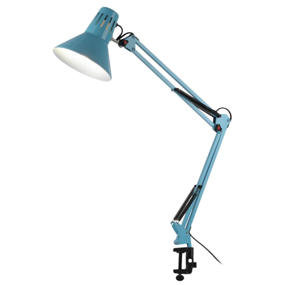 Настольный светильник ЭРА N-121-E27-40W-LBU Е27 на струбцине голубой | Настольные светильники под лампу
