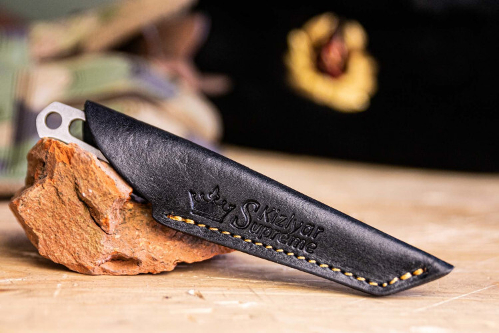 Нож Kizlyar Supreme AGGRESSOR mini D2 SW LS (StoneWash, Leather Sheath)