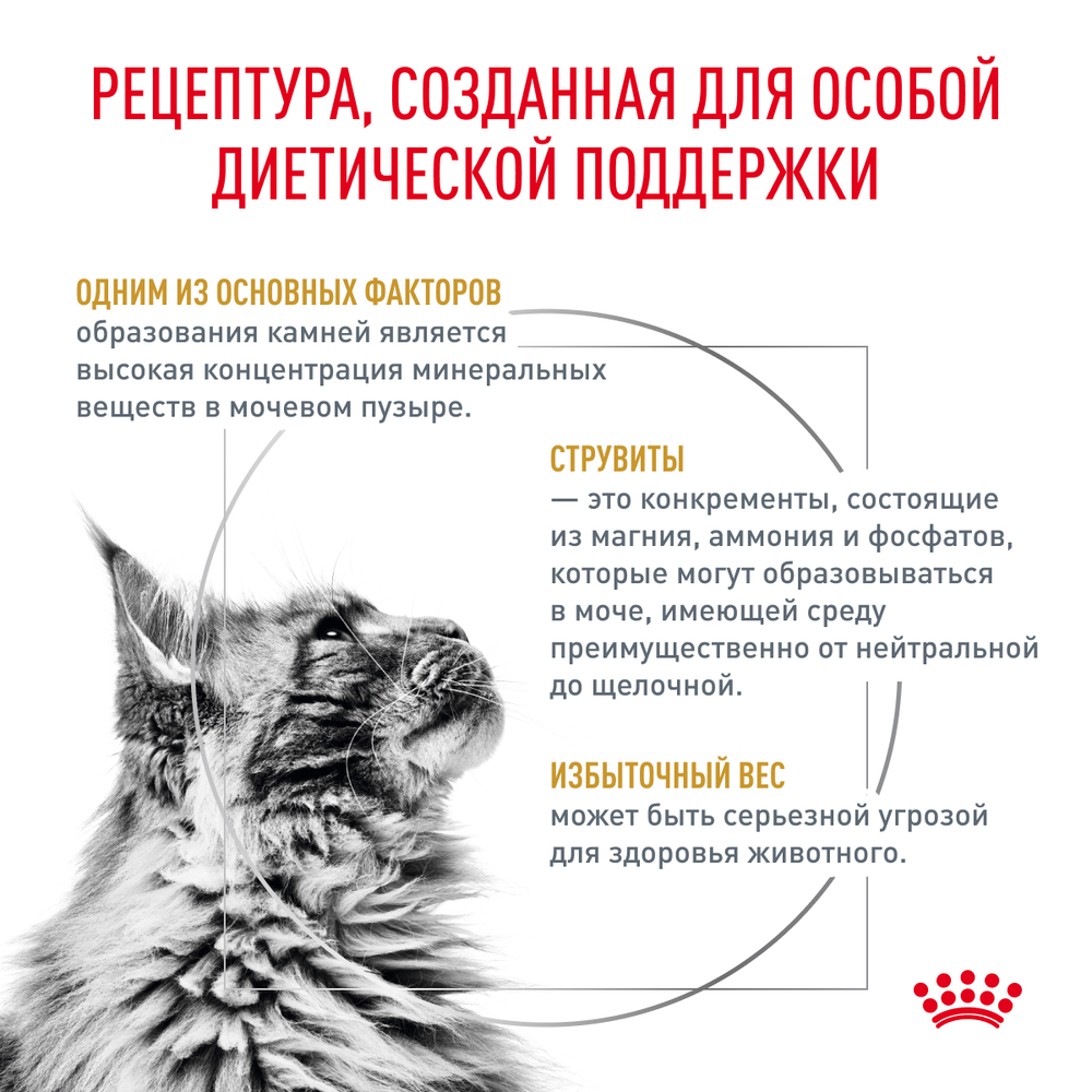 Сухой корм Royal Canin URINARY S/O MODERATE CALORIE для взрослых кошек, склонных к набору веса, при мочекаменной болезни 7кг