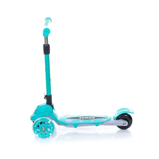 Самокат трехколесный со светящимися колесами Micar Zumba 2022 серый, голубой