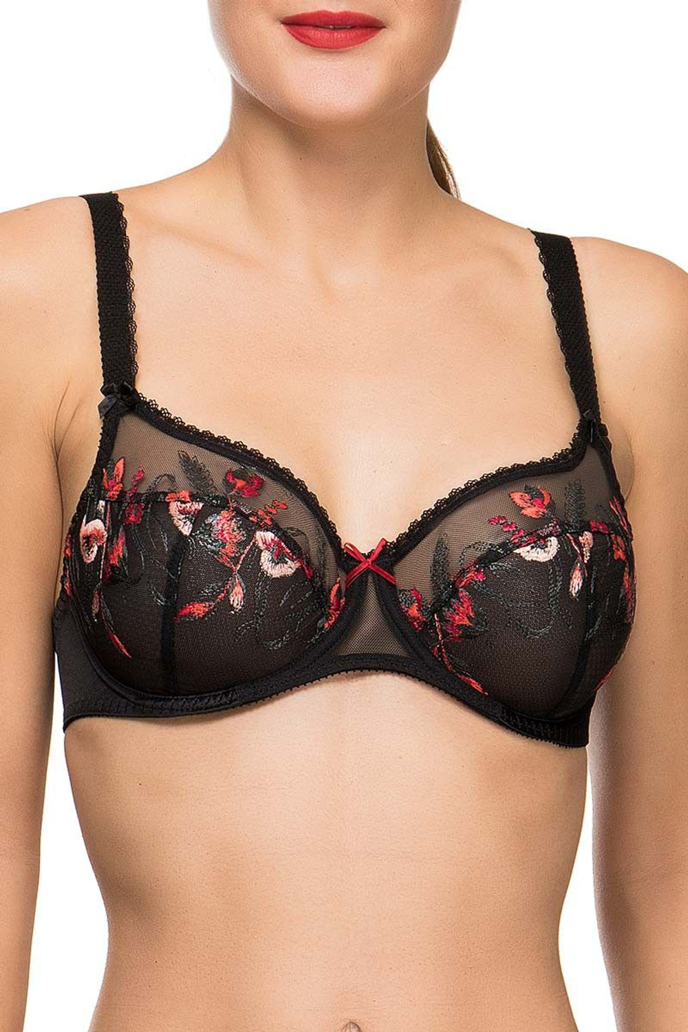 Бюстгальтер Ashley с мягкой чашкой, украшенной вышивкой (Размер: 85G) (Цвет: черный)