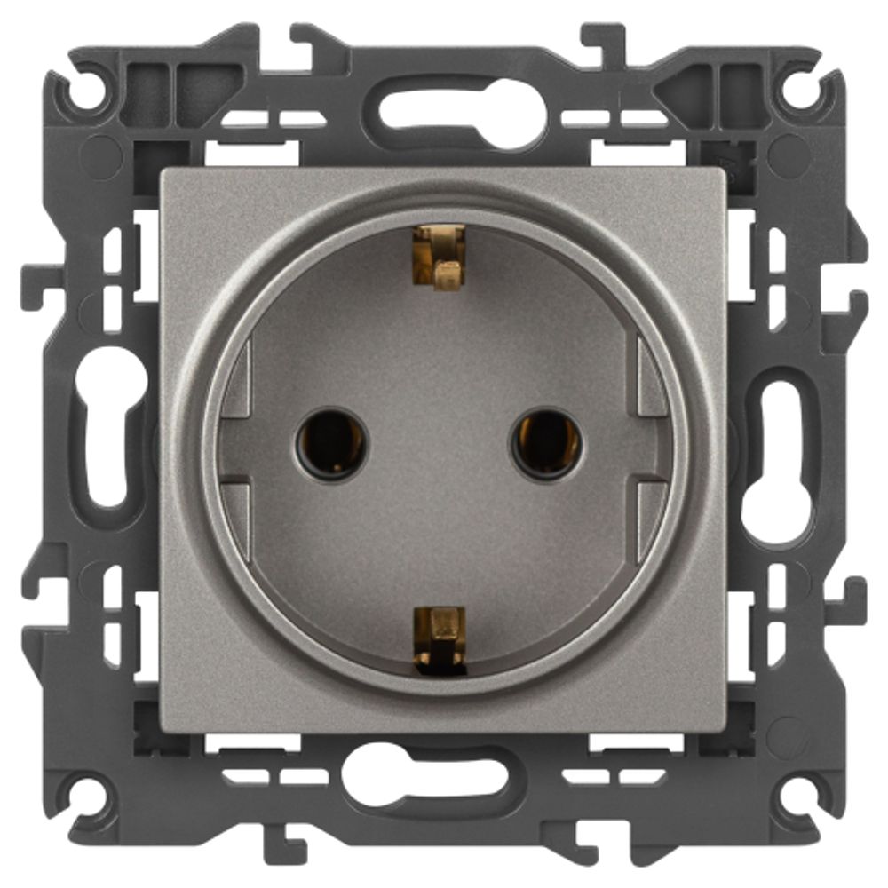 Розетка ЭРА Elegance 14-2101-16 с заземлением 2P+E Schuko 16А-250В титан