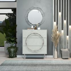 Комод Арт Колор leaves с 3-мя ящиками Стайл Сильвер Серый дым