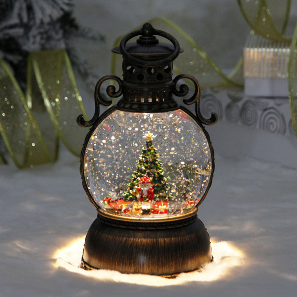 Сувенир с подсветкой «Восточный шик» 10,5*10,5*20 см, мелодия, подсветка, эффект снегопада (работает от 3*АА, USB)