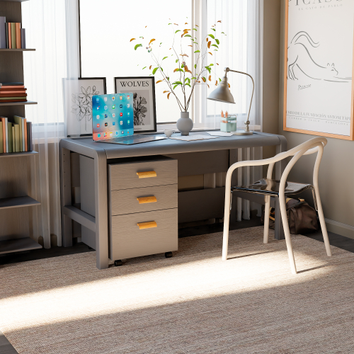 Стол компьютерный Мадейра из натуральной сосны, деревянный, серый