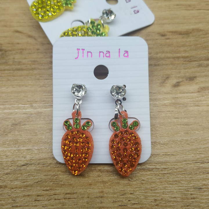 Клипсы на фетре Морковь стразы кристалл металл серебристый