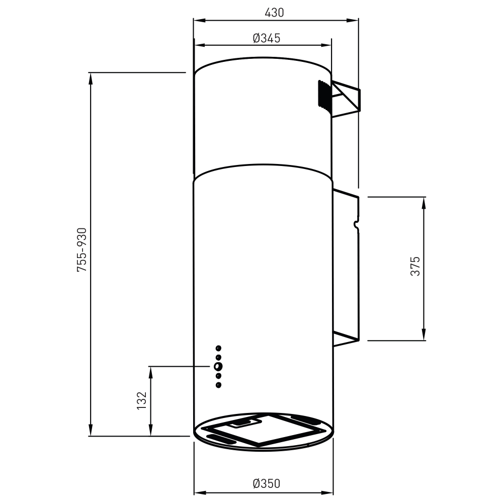 Цилиндрическая вытяжка Oasis серии PRO KR-50B