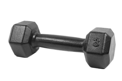 Гантель гексагональная литая черная, 3 кг