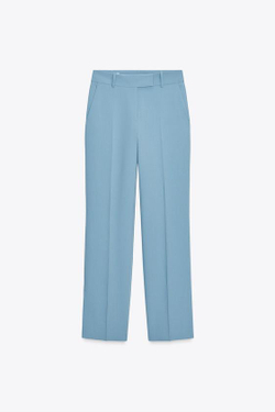 ZARA БРЮКИ FLARE С БОКОВЫМИ РАЗРЕЗАМИ, СИНИЙ