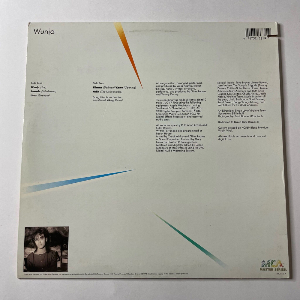 Винтажная виниловая пластинка LP Giles Reaves Wunjo (USA 1986)