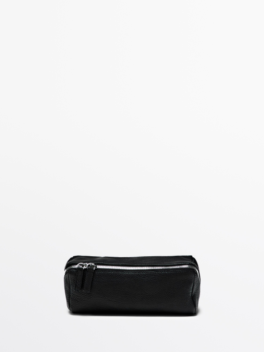 Massimo Dutti Косметичка из кожи наппа, черный