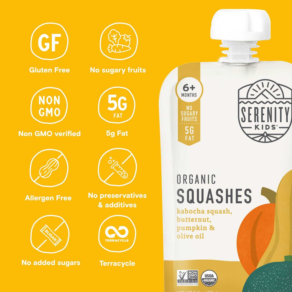 Serenity Kids, органические тыквы, для детей от 6 месяцев, мускатный орех, тыква и оливковое масло, 99 г (3,5 унции)