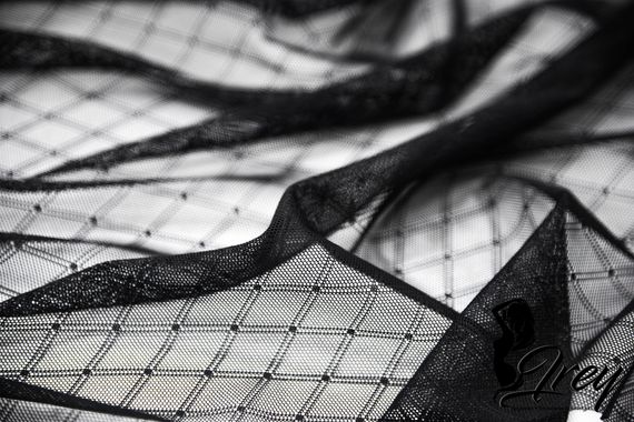 Сетка эластичная, ромб, черный 170 (мерный лоскут )