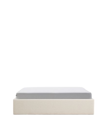 Основание кровати Nelzi из шенилла цвета экрю для матраса 160 x 200 см