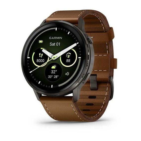 Garmin Venu 4 45 мм Slate with Black Silicone Band and Brown Leather Band (010-03014-03)