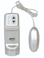 Серебристое виброяйцо с пультом управления на проводе