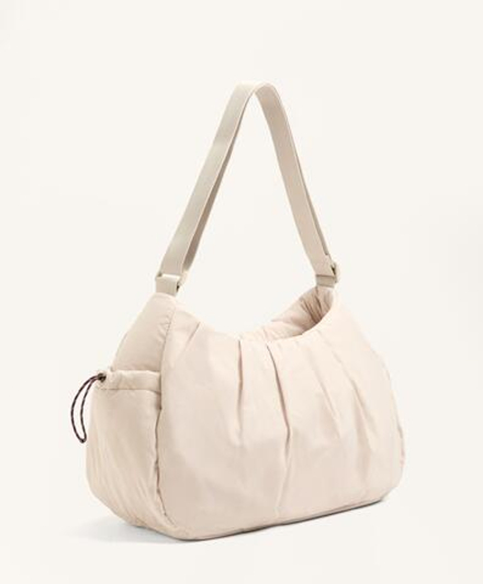 OYSHO Сумка-шоппер с боковыми карманами, экрю