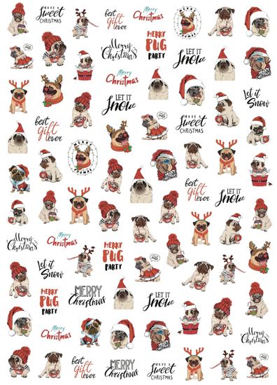 Слайдер-дизайн Crazy Shine Nails: Новогодние мопсы