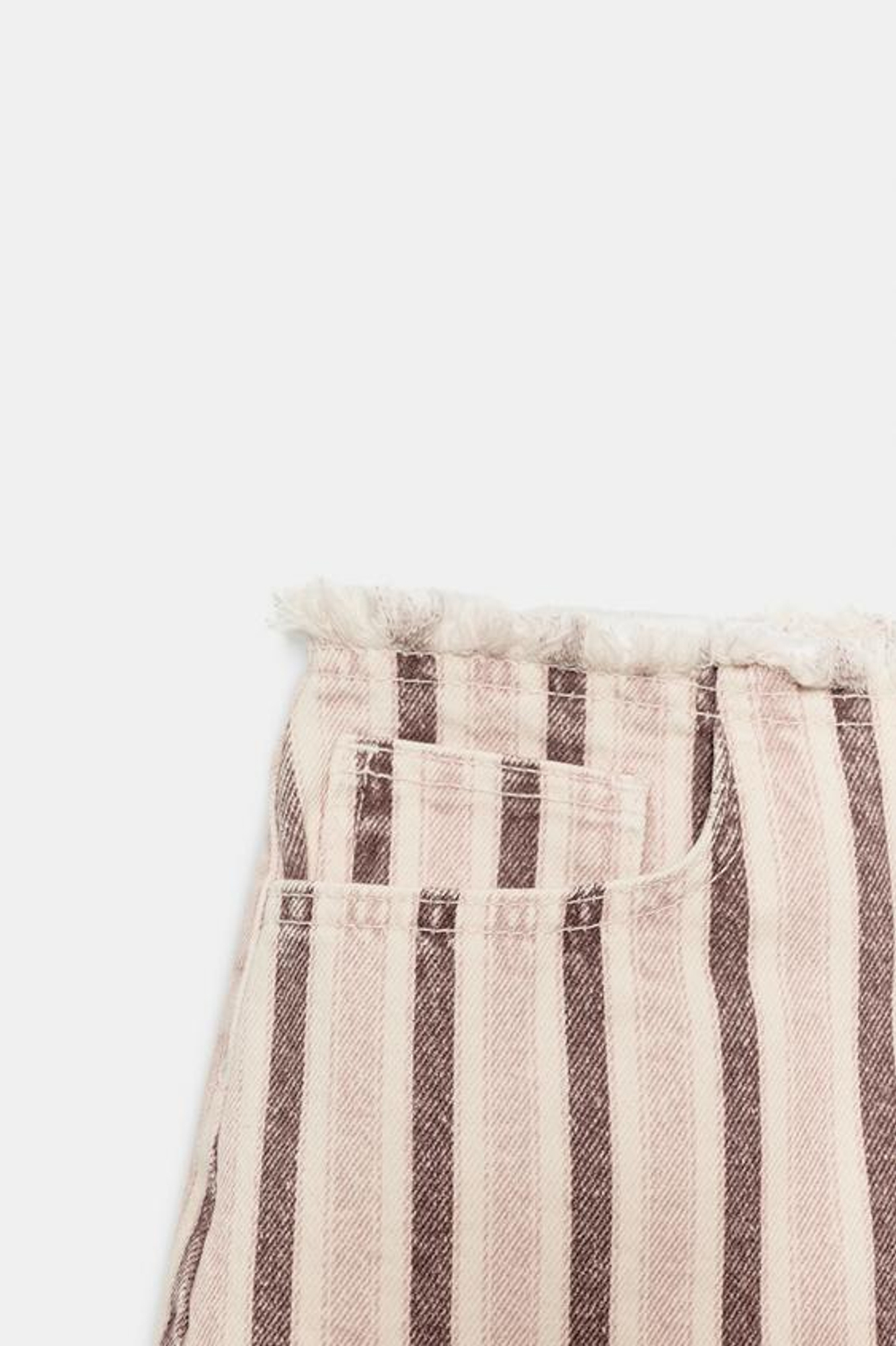 ZARA ДЖИНСОВЫЕ ШОРТЫ Z1975 В ПОЛОСКУ С БАХРОМОЙ, РАЗНОЦВЕТНЫЙ