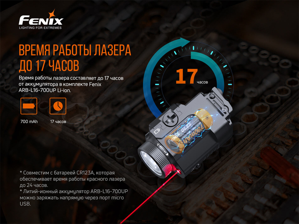Пистолетный фонарь Fenix GL22 c красным лазером
