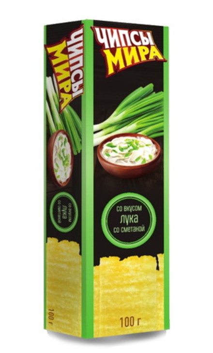 Чипсы "Мира" со вкусом лука со сметаной 100г. Машпищепрод