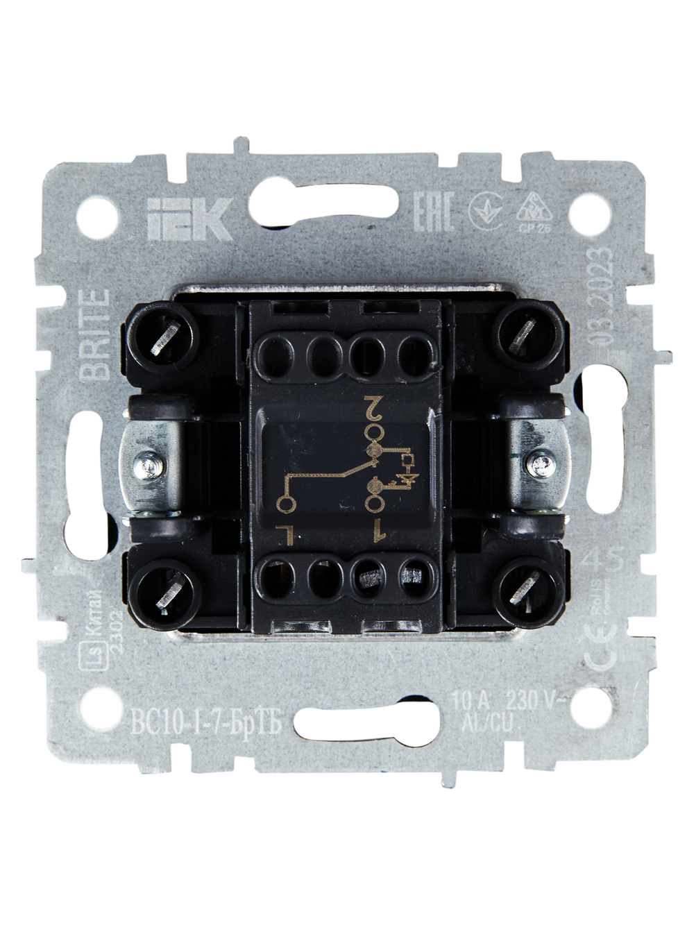 BRITE Выключатель 1-клавишный проходной с индикацией 10А ВС10-1-7-БрТБ темная бронза IEK