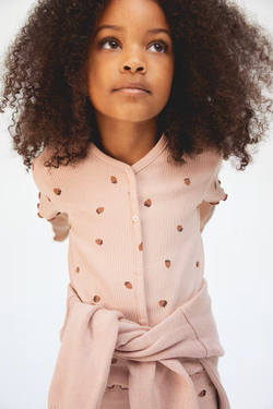 H&M Футболка из хлопка в рубчик, светло-розовый