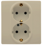Розетка двойная с заземлением без шторок в сборе 16А 250В слоновая кость ETIKA Legrand