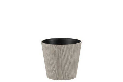 Кашпо декоративное "Вуд" серое малое 13х11х13см