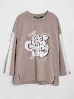 Бежевый костюм оверсайз для девочки