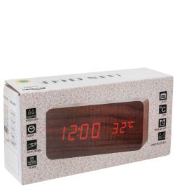 ЯЛ-07-09/15 Часы электронные (белое дерево с красной подсветкой)