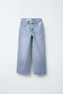 ZARA ДЖИНСЫ WIDE LEG С НАШИВКОЙ «ЗВЕЗДЫ», СИНИЙ