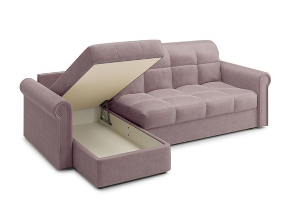 Диван угловой с оттоманкой Палермо 1,4 - Velutto 22 коричневый/кант Velutto 22 коричневый