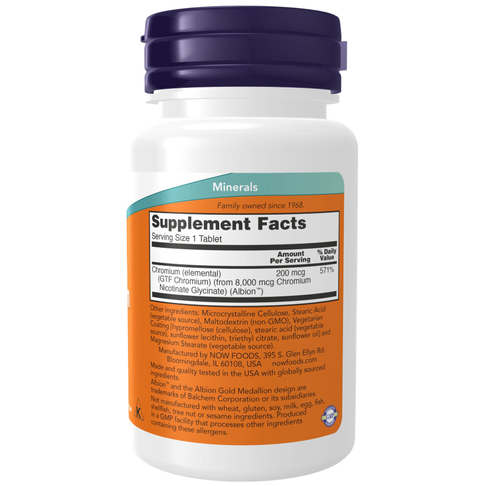 Now Foods GTF Chromium GTF 200 mcg 100 tablets. Хром