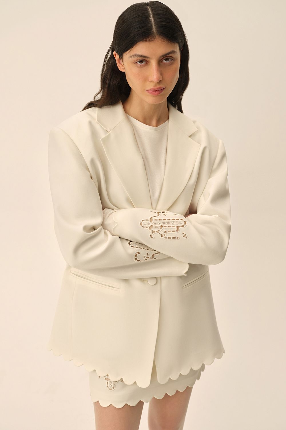 Жакет с ришелье ((Romantic CEO)), молочный