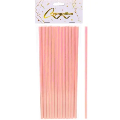 Трубочка для коктейля «Волшебство» 19,5 см d-6 мм (набор 25 шт), Розовый