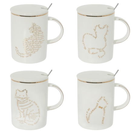 GAEM Кружка с крышкой и ложкой, 400 мл, L11,5 W8 H11,5 см, 4в.