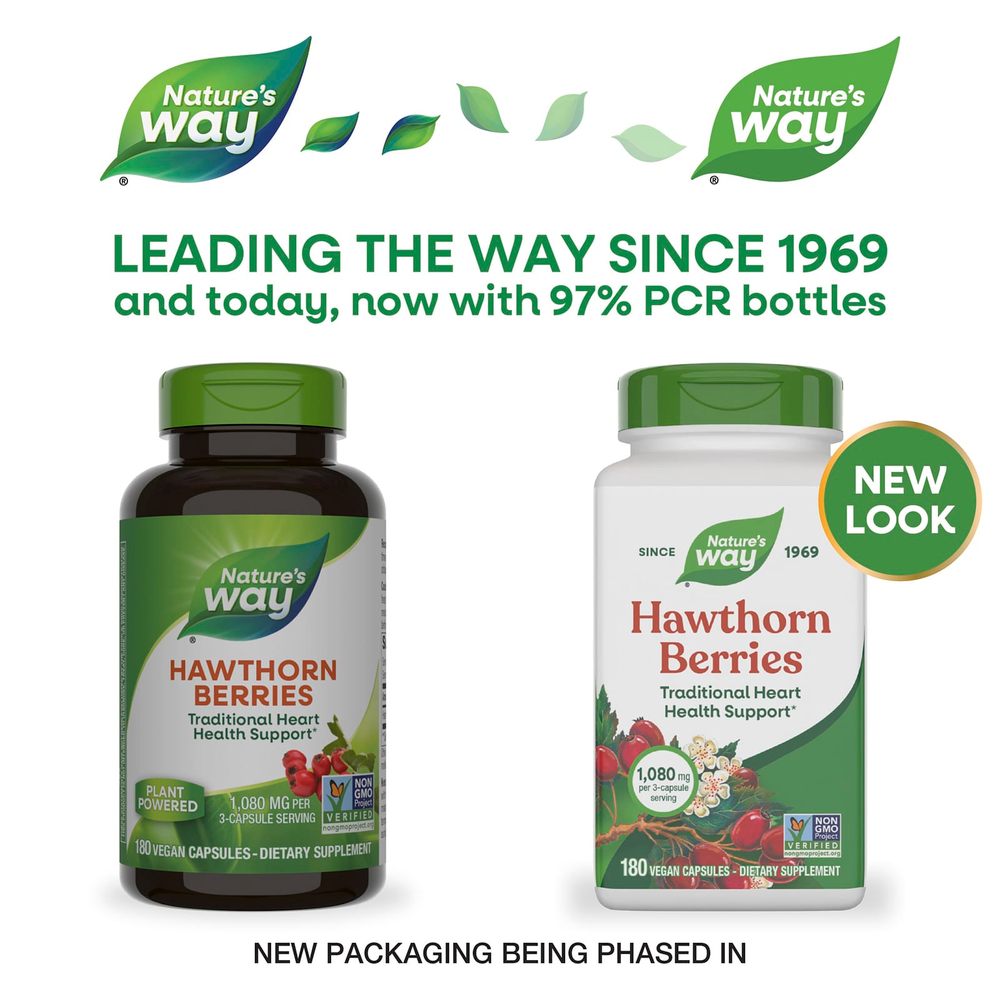 Nature's Way, Ягоды боярышника, 180 веганских капсул (360 мг на капсулу)