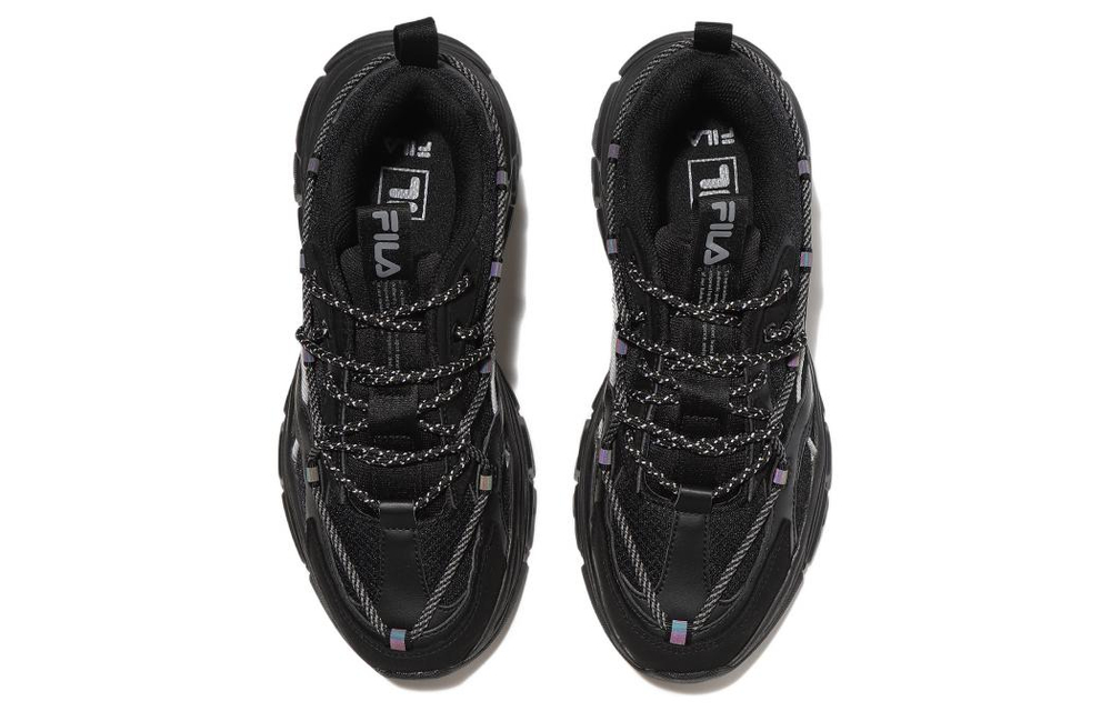 FILA Fabric Retro Sports Abrasion Resistant Breathable Low top Casual Shoes Unisex Black Korean Style