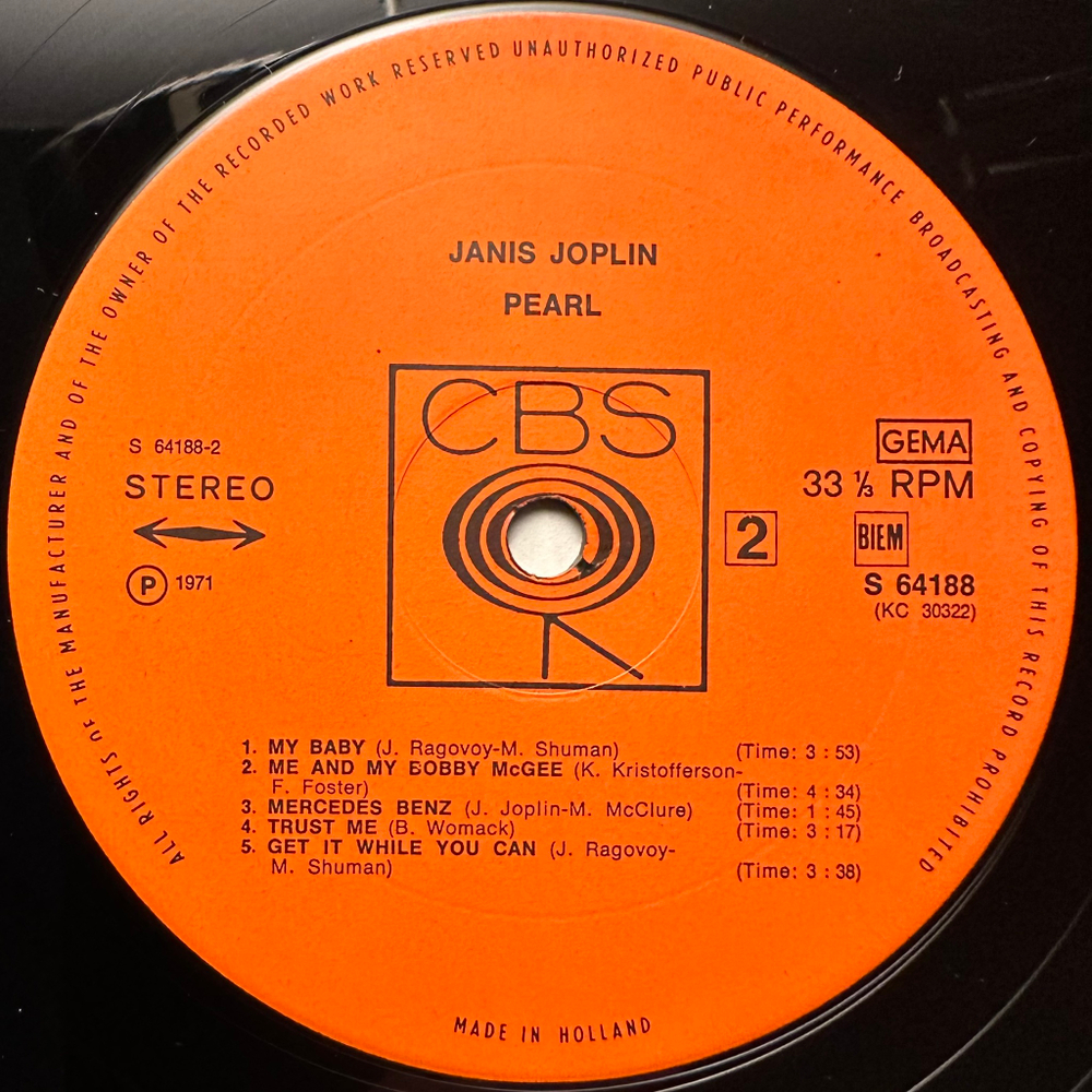 Janis Joplin - Pearl (Голландия 1971г.)