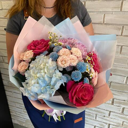 Букет розово голубой