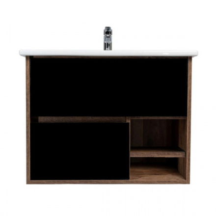 Тумба "Люксембург" Элина 60 с раковиной 2 ящика подвесная черный