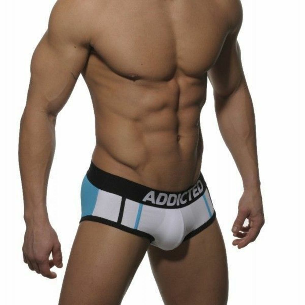 Мужские трусы брифы бело-бирюзовые Addicted Brief