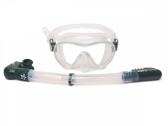 Набор маска+трубка Sargan Агидель прозрачный/темно-зеленый