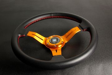 Спортивный руль Nardi style кожа с выносом 60мм золотой