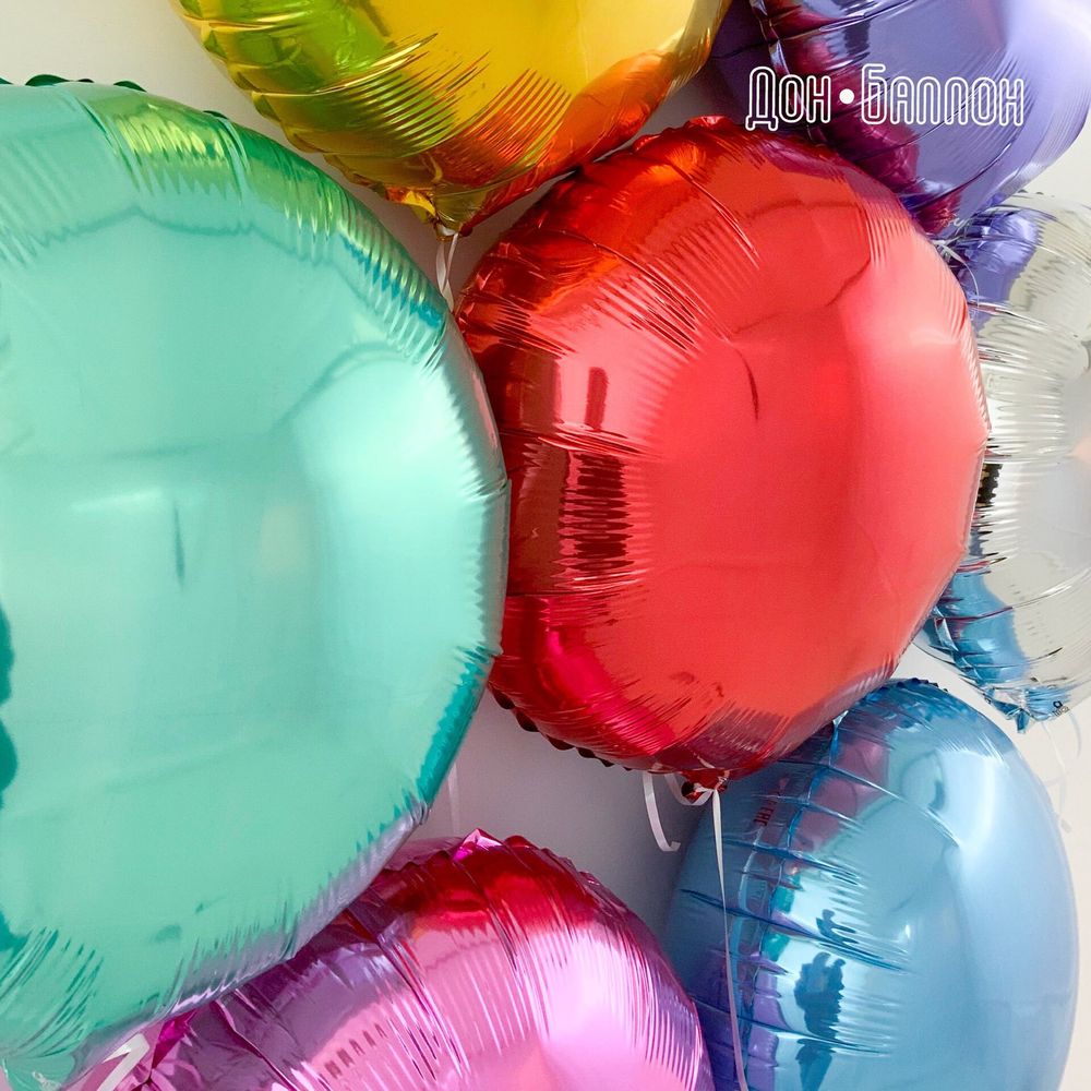 Шар (18"/46 см) Круг, Холодно-голубой 1 шт.